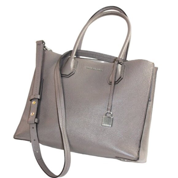 Michael Kors Mercer Gray Leather Convertible Structured Cross Body Satch… - Picture 4 of 10